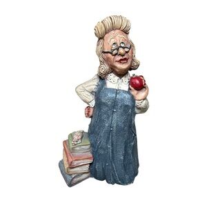 Vintage Frumps Collection Teacher Grandma Figurine Apple Book Resin Statue Decor